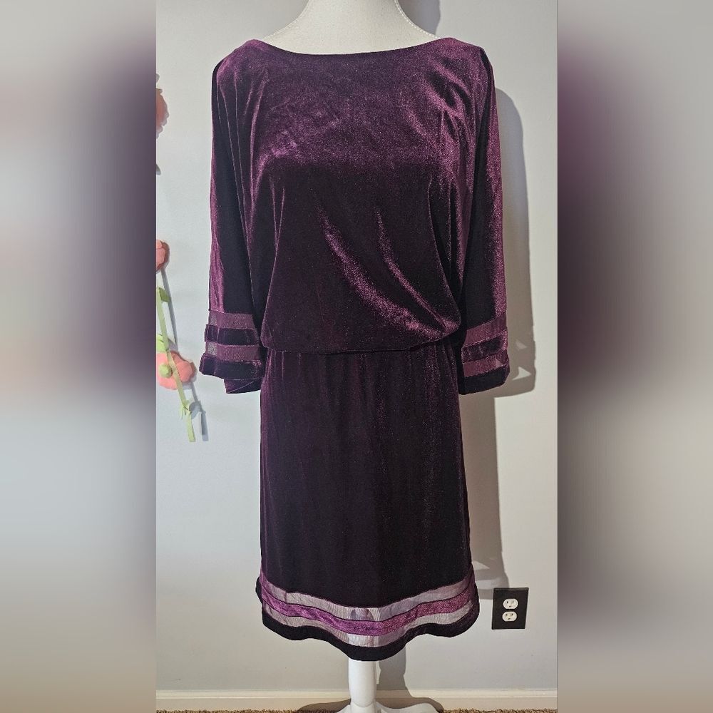 Jessica Howard Velvet Ilusion Trim Dress Plus Size 22W